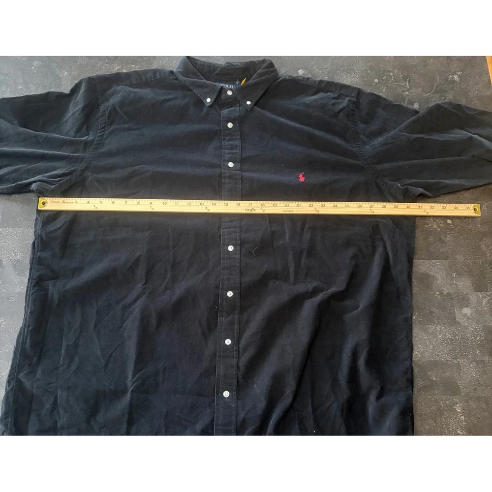 Polo Ralph Lauren Corduroy Shirt Mens 3XLT Black Red Pony Classic Fit Button Up